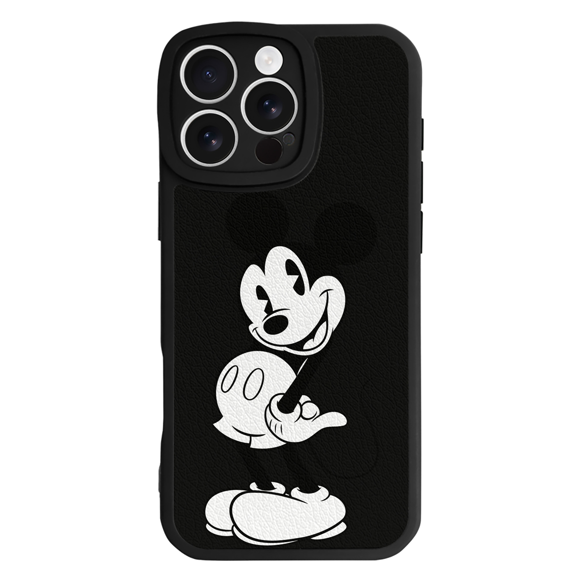 （画像用） ミッキーマウス Mickey Mouse 【iPhone 16シリーズ対応】シリコンスマホケース（レザー調） 材質：シリコン